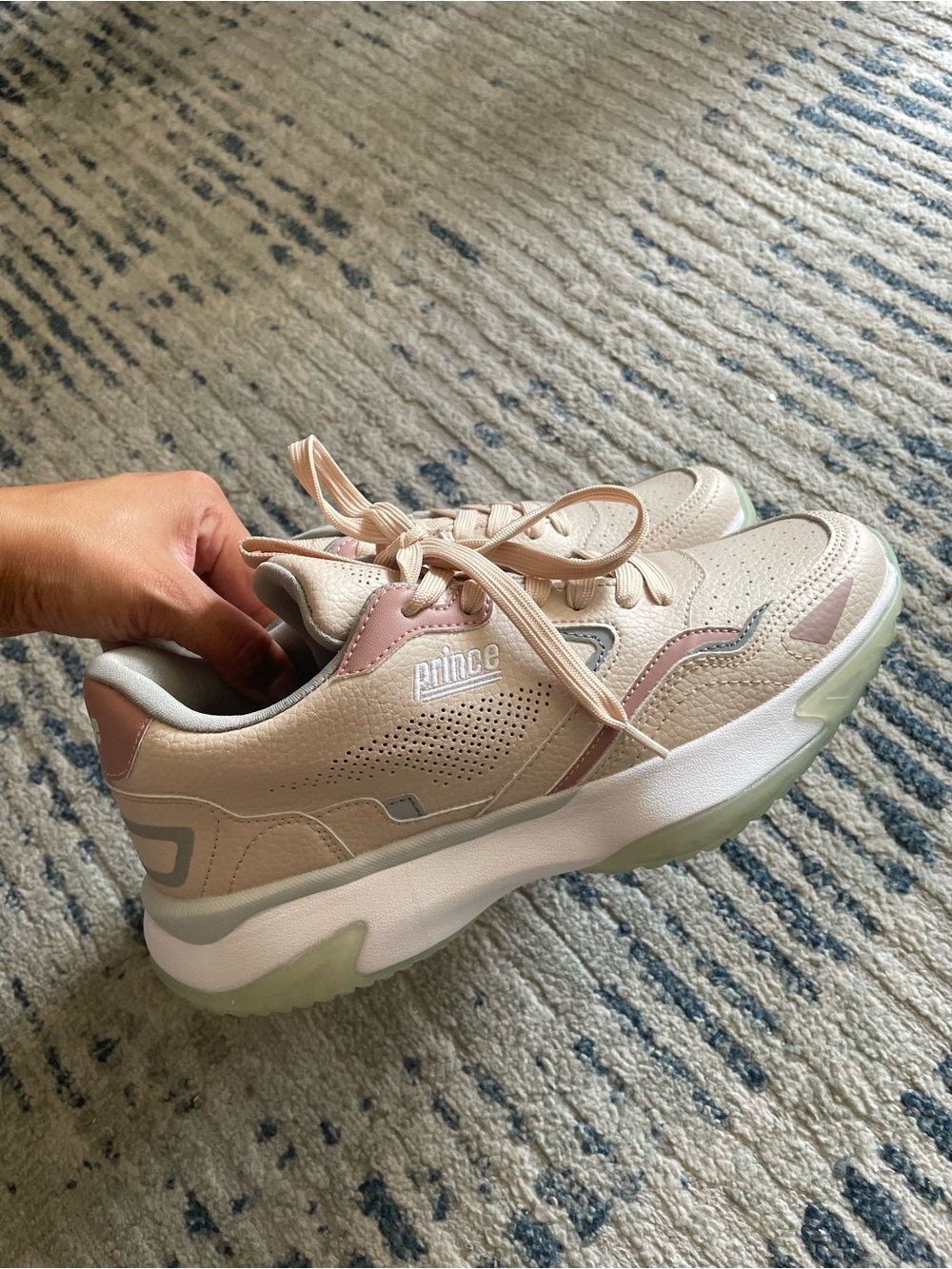 Prince Women's Chunky Lace-Up Sneakers in Light Pink Beige